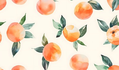Obraz premium watercolor vector illustration various peach and minimalist pattern ivory background, Generative AI