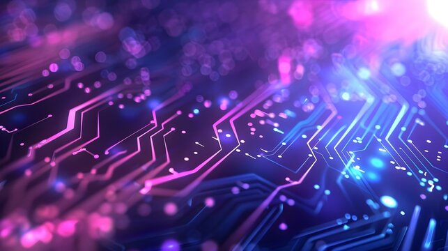Blue and Purple technology background with circuit design
