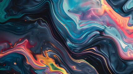 Obraz premium Iridescent liquid with undulations and swirls