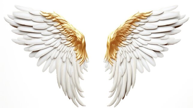 Angel wing isolated on white background 