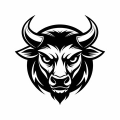 Angry taurus head minimalist black logo silhouette vector illustration 