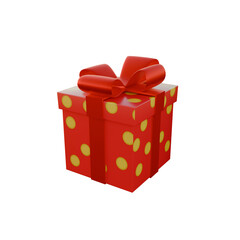 red gift box isolated on transparent background