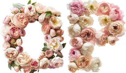 Flower font O,P,alphabet