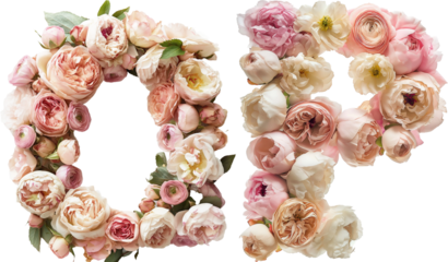 Flower font O,P,alphabet