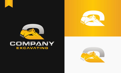 excavator letter Q logo design excavating vector template illustration
