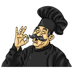 Chef OK Sign Cartoon Vector Illustration