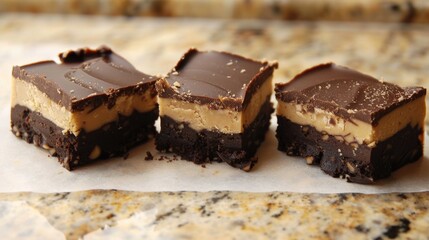 Three peanut butter and chocolate fudges