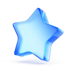 Blue glass star icon isolated on white