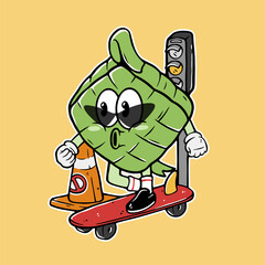 skate ketupat vector character illustration