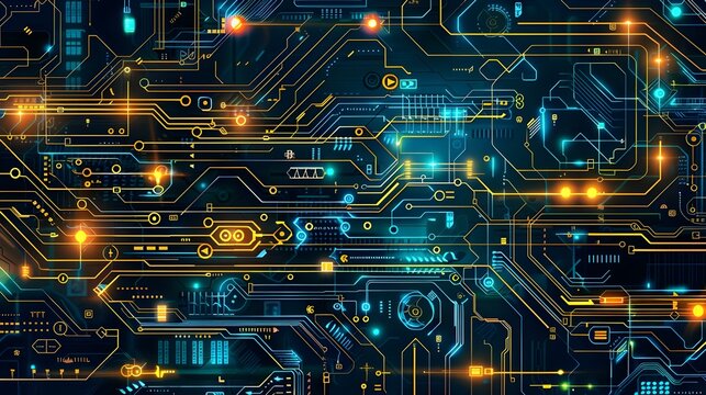 Abstract futuristic electronic circuit illustration