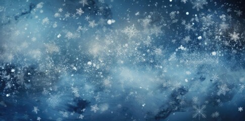 snowing texture on a blue background with snowflakes