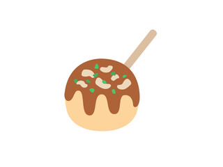 爪楊枝の刺さった、たこ焼きのアイコンのイラスト