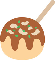 爪楊枝の刺さった、たこ焼きのアイコンのイラスト
