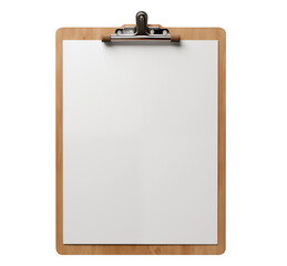 Blank paper clipboard isolated on transparent or white background, png.