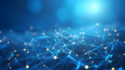 Abstract connected dots and lines on blue background