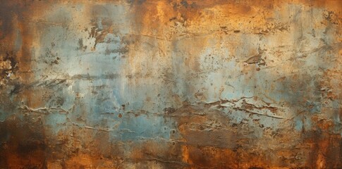 rust textured metal background with a red and white stripe, a metal rod, and a pair of glasses on a wooden table