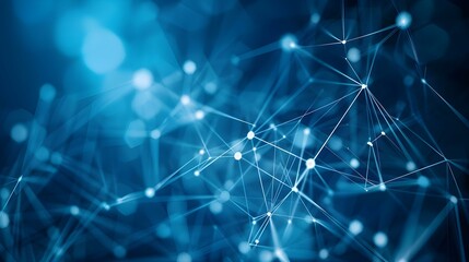 Abstract connected dots and lines on blue background