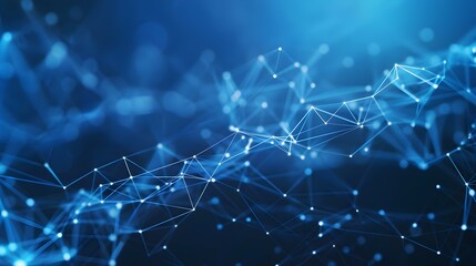 Abstract connected dots and lines on blue background