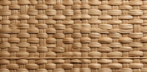 rattan texture of a woven wicker basket with a red and white stripe, surrounded by green leaves and a small white flower
