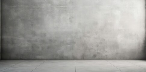 polished concrete textured room with a gray wall and square white tile on the floor