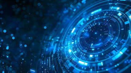 Fototapeta premium Blue technology background with abstract digital tech elements