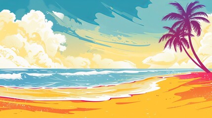 Obraz premium Vibrant Beach Scene for Summer Fun Generative AI
