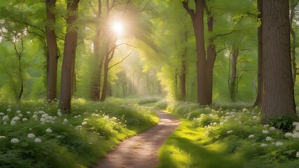 Naklejka premium morning in the forest