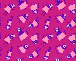 Halloween animals seamless cats and pumpkins pattern for wrapping paper