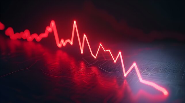 Illustrated concept with a glowing red line graph