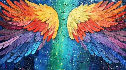 Obraz premium Beautiful rainbow wings with glitter details