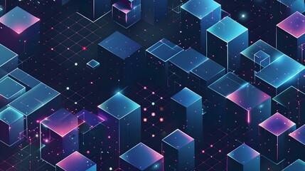 Abstract geometric background with isometric digital design