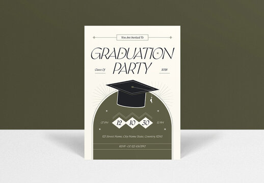 Green Clean Modern Graduation Party Invitation