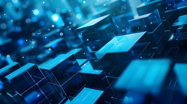 Blue geometric shape abstract technology background