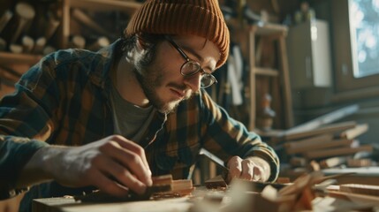 Woodcarver at work