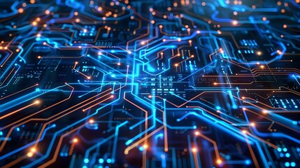 Fototapeta premium Abstract futuristic electronic circuit illustration