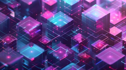 Obraz premium Abstract geometric background with isometric digital design