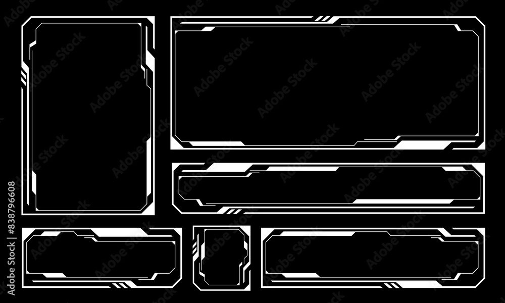 Aufkleber hud frames white grey user interface elements design modern technology futuristic control panel scre