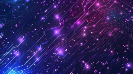 Blue and Purple technology background with circuit pattern