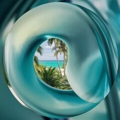 Abstract shape with tropical view