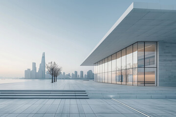 Fototapeta premium Modern buildings by the lake. The modern urban skyline is in the background. 