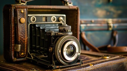 Vintage old photo camera photojournalism from the last century