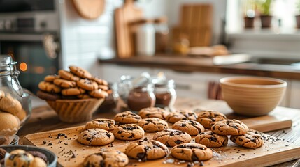 his captivating image captures the essence of both baking and the entrepreneurial spirit, making it the perfect stock photo for showcasing the artistry and potential of cookie-making ventures.