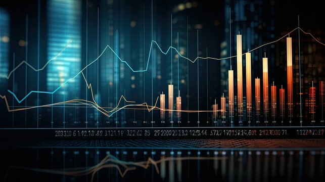 Digital features a glowing bar chart with data points and a trading chart background.
