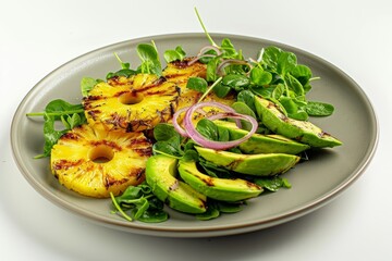 Savory Grilled Pineapple and Avocado Salad with Watercress