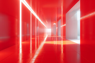 Empty hall of modern architectures，The corridor inside the house。
