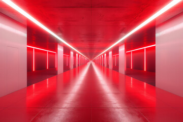 Empty hall of modern architectures，The corridor inside the house。
