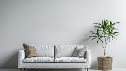 Minimalist interior design composition with minimal decor, neutral colors and copyspace for text.