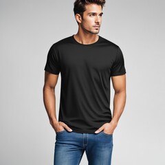 black t-shirt mockup isolated white background
