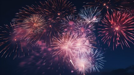 Obraz premium New Year Festival, fireworks in the sky are beautifully sparkling.