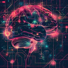 Obraz premium Futuristic Neural Network Infographic with Glowing Geometric Forms and Aesthetic